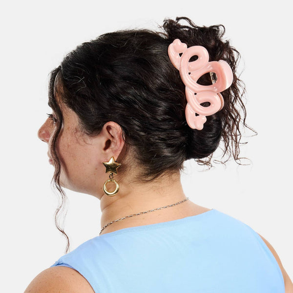 Large Heart Loop Claw - Pink