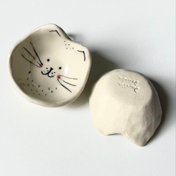 Tiny Cat Face Mini Handmade Ceramic Dish