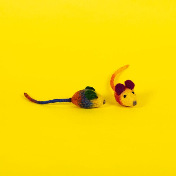 Wool Mouse Cat Toy - Yellow/Red