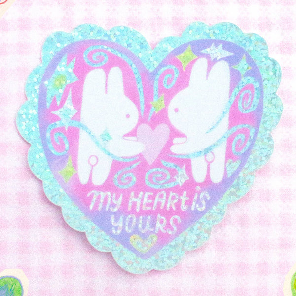 'My Heart Is Yours' Glitter Vinyl Sticker