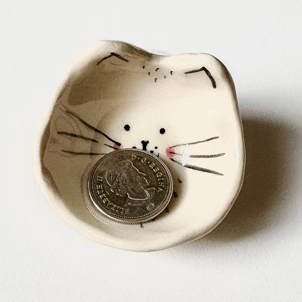 Tiny Cat Face Mini Handmade Ceramic Dish