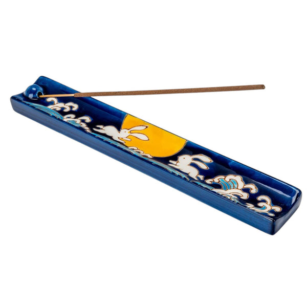 Handpainted Ceramic Incense Holder - Moon Rabbit