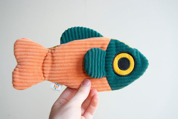 The Fish Pouch - Coral/Dark Green