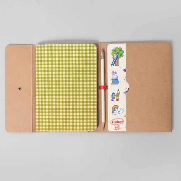 B6 Foldeeo Notebook Folio - Green Gingham
