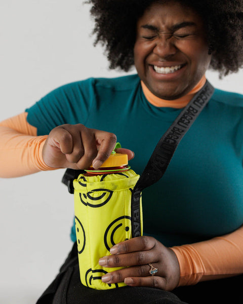 Puffy Water Bottle Sling - Yellow Happy