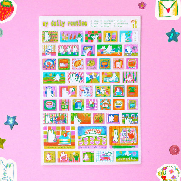 'My Daily Routine' Matte A6 Sticker Sheet