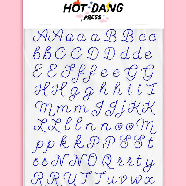 Embroidery Alphabet Blue Sheet Set