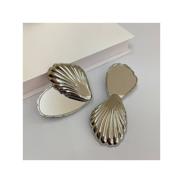 Silver Hand-Held Makeup Mirror - Seashell