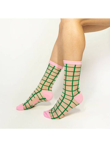 Tulip Grid Sheer Socks