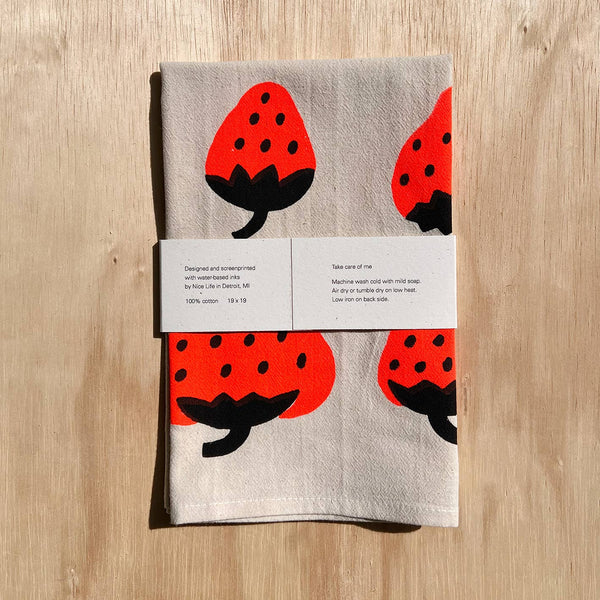 Strawberry Tea Towel - Red
