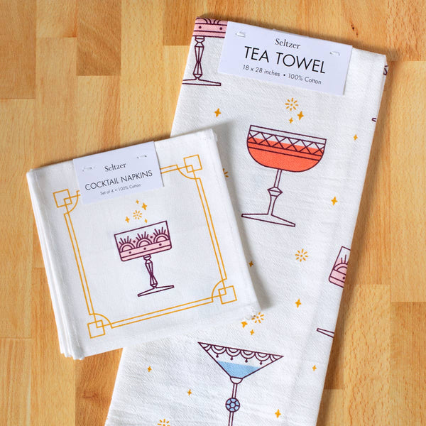 Festive Glassware Cocktail Napkin Set