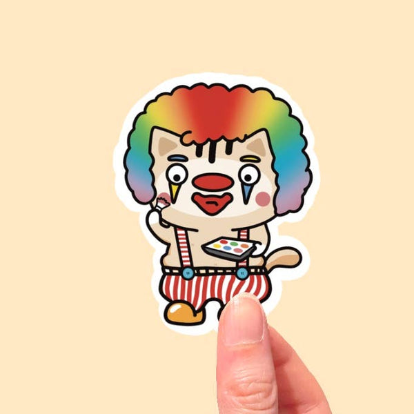 Clown Cat Vinyl Sticker