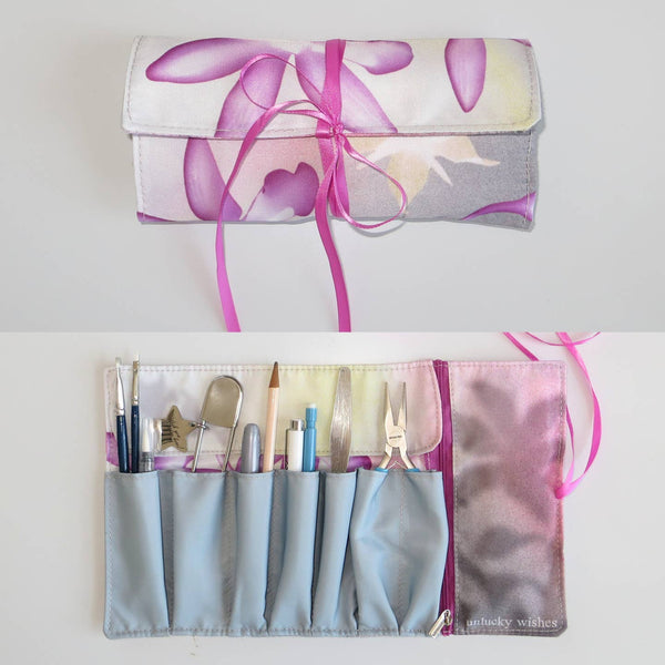Floral Fabric Roll - Craft Supply Organizer