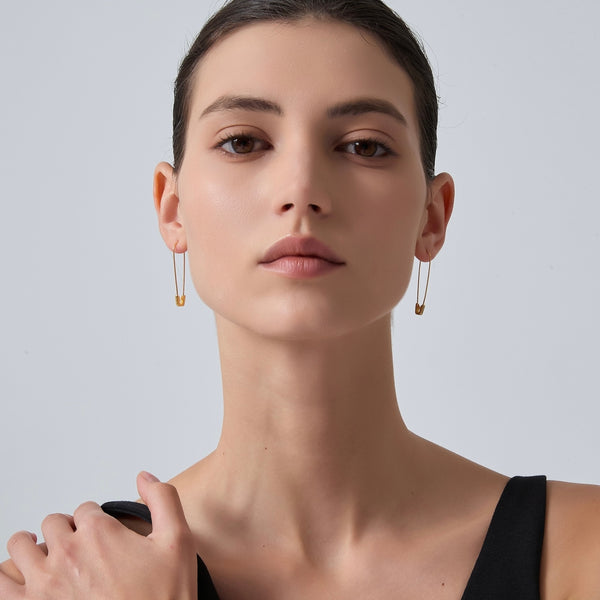 Minimalist Safety Pin Hoop Earrings