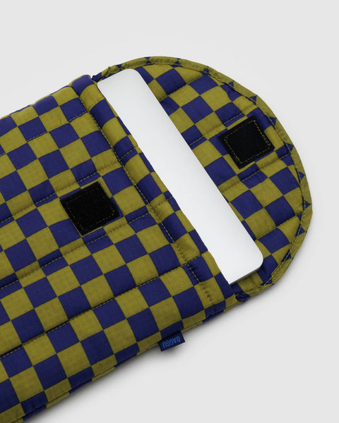 Puffy Laptop Sleeve 13/14" - Pear Navy Check