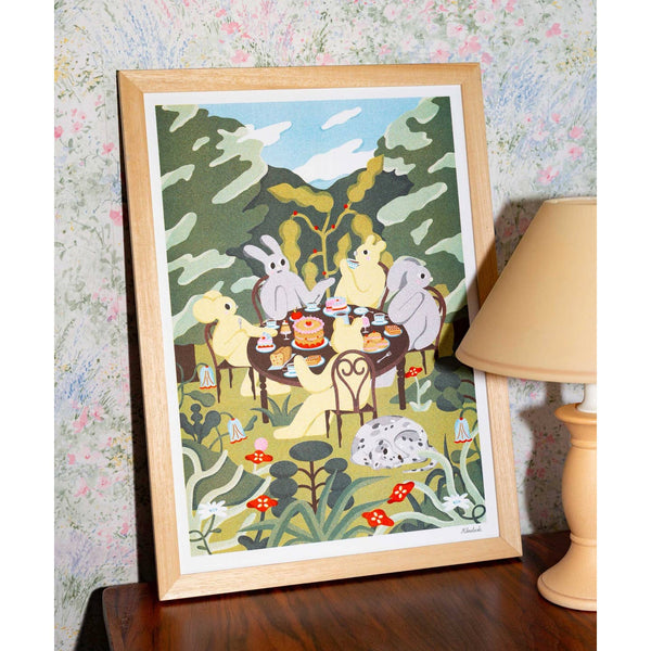 Afternoon Snack in the Garden Risograph Print