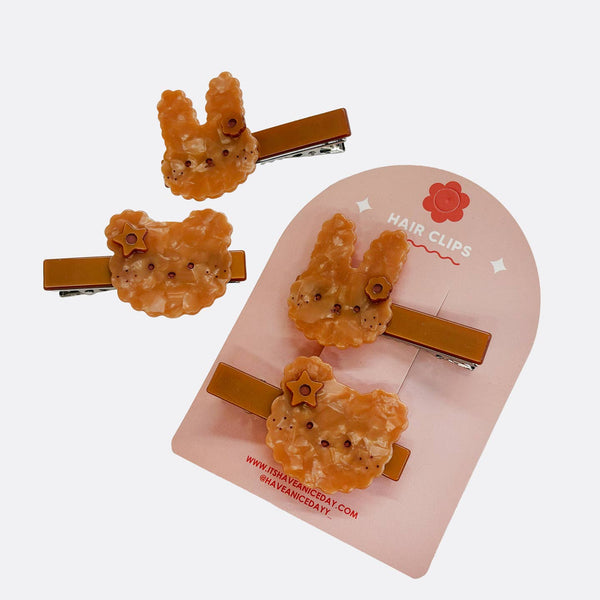 Bunny and Bear Biscuit Hair Clips