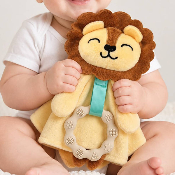 Plush Security Blanket & Teether Toy - Lion