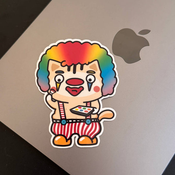 Clown Cat Vinyl Sticker
