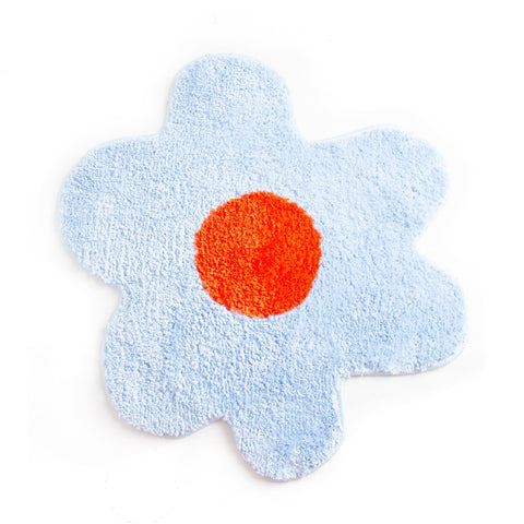 Light Blue Flower Bath Mat