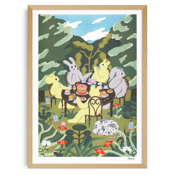Afternoon Snack in the Garden Risograph Print