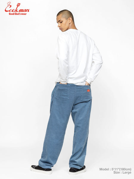 Cookman Chef Pants Corduroy Semiwide - Blue Gray