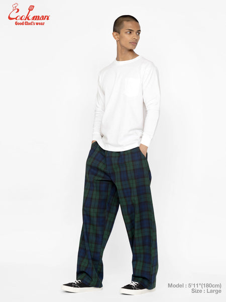 Cookman Chef Pants High-Wide - Black Watch Plaid