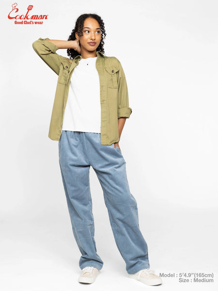 Cookman Chef Pants Corduroy Semiwide - Blue Gray
