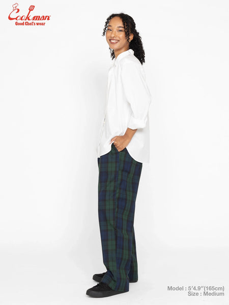Cookman Chef Pants High-Wide - Black Watch Plaid