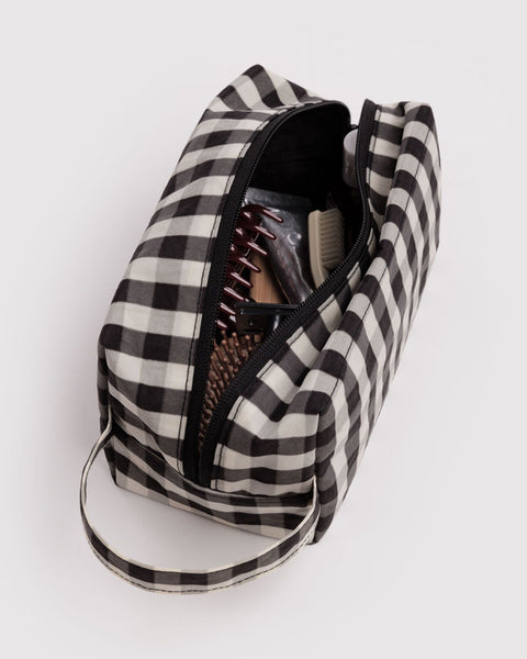 Dopp Kit - Black And Cream Gingham