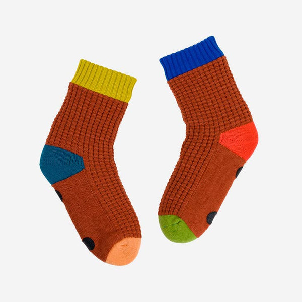 Spot Knit House Socks - Rust L/XL