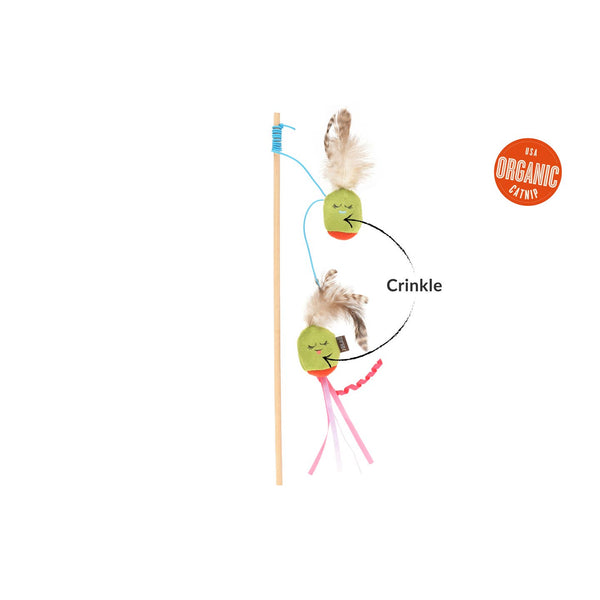 Purrfectly Pitted Cat Wand Toy