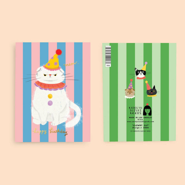 Clowny Cat Birthday Card