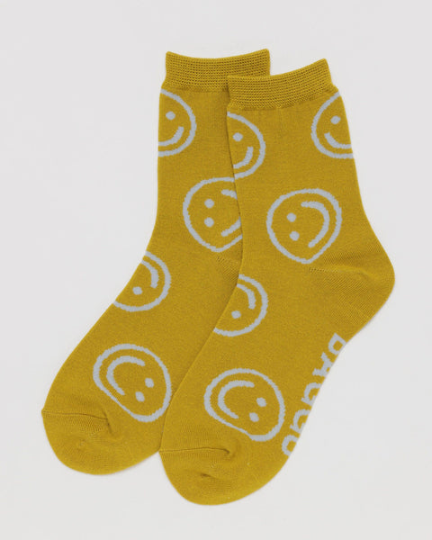 Crew Socks - Ochre Happy