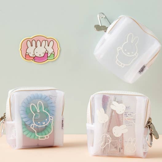 Miffy Mesh Zipper Pouch with Carabiner Clip
