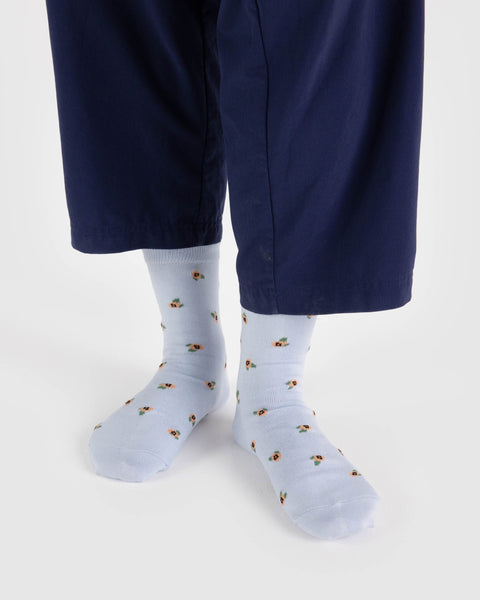 Crew Socks - Blue Rosette