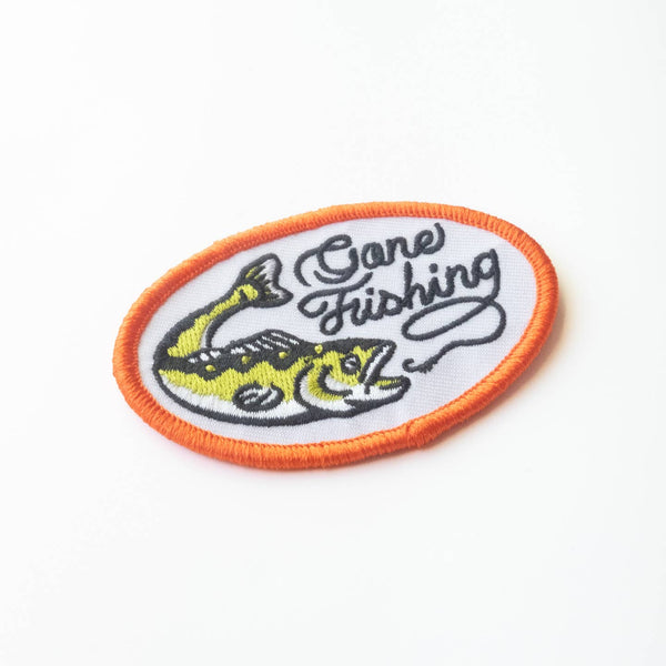 Gone Fishing Embroidered Iron On Patch