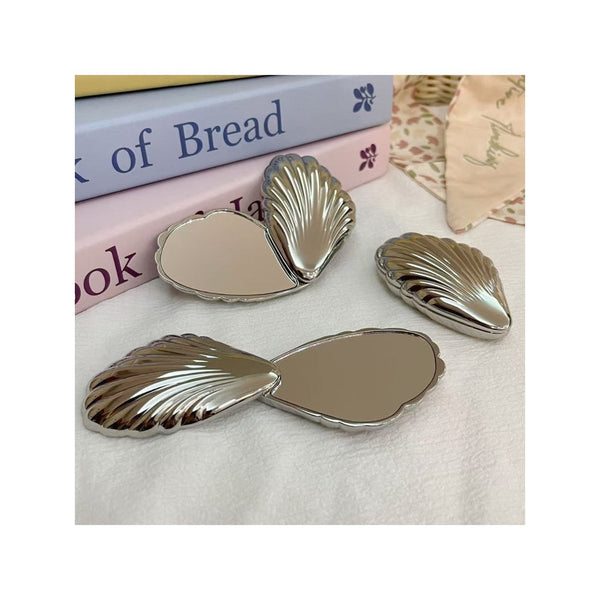 Silver Hand-Held Makeup Mirror - Seashell