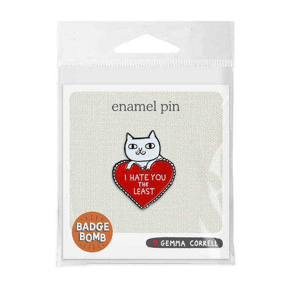 I Hate You the Least Cat Heart Enamel Pin