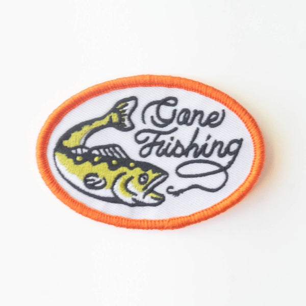 Gone Fishing Embroidered Iron On Patch