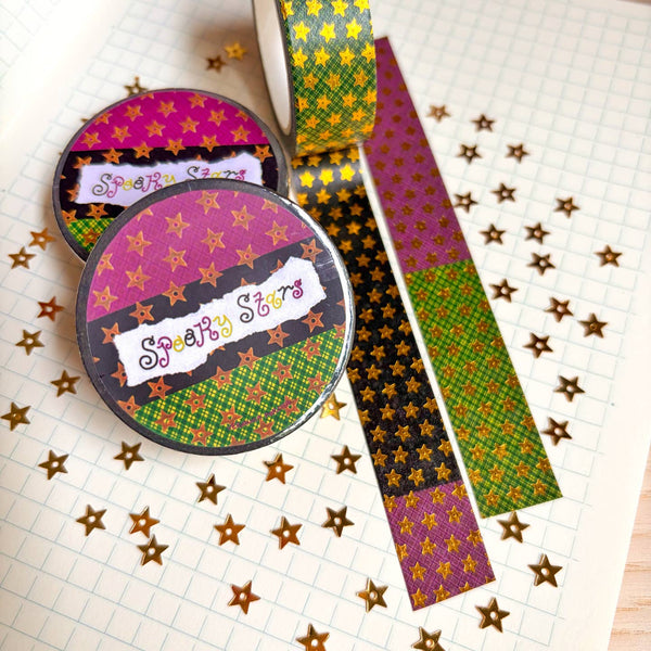 Spooky Stars Gold Foil Washi Tape