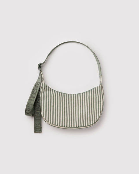 Small Nylon Crescent Bag - Sage Stripe