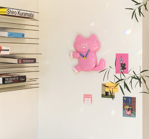 Romane Brunch Brother Mogry Moving Wall Deco Clock - Pink