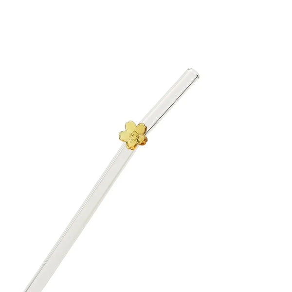 Colored Flower Glass Straw