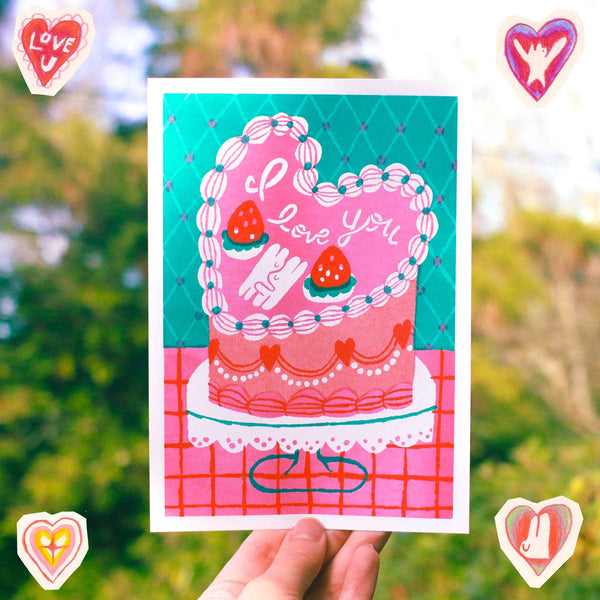 'Our Strawberry Cake' Riso Print