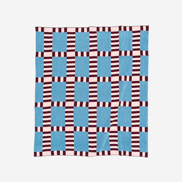 Tile Patch Chenille Throw - Stone Blue