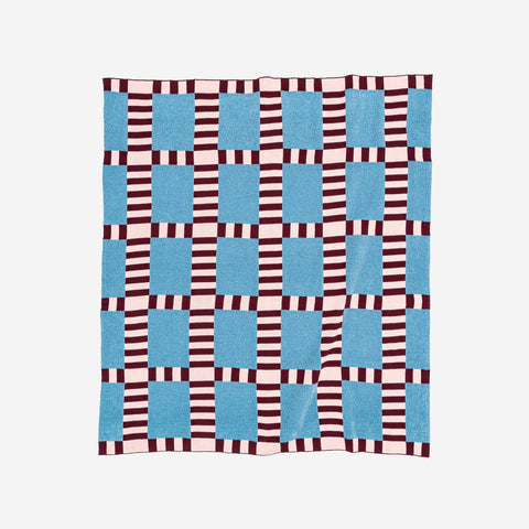 Tile Patch Chenille Throw - Stone Blue