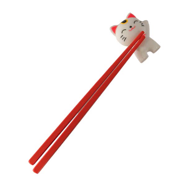 Lucky Cat Training Chopsticks - White