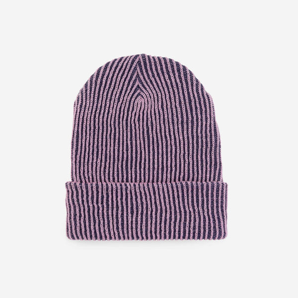 Simple Grid Knit Beanie - Lilac Denim