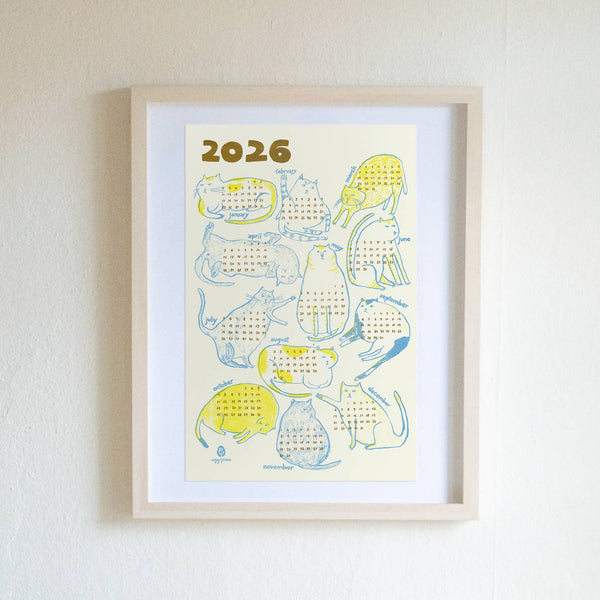 Cats 2026 Calendar Risograph Print